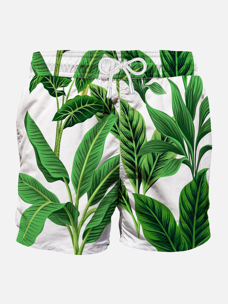 Mittellange Badeshorts für Herren Gustavia mit tropischem Print