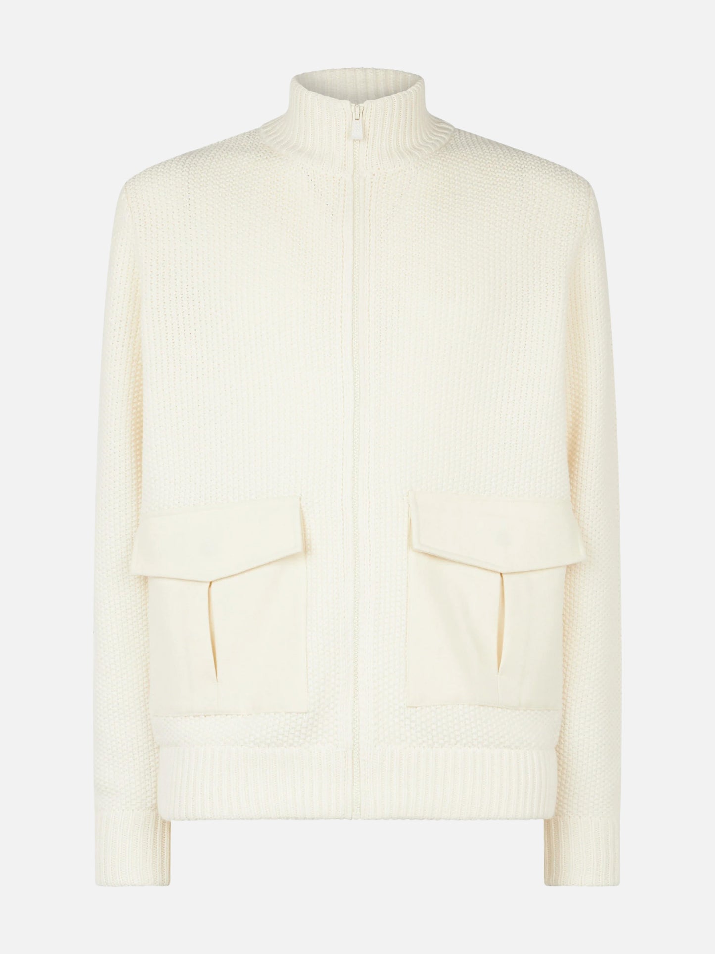 Bomber da uomo in maglia con tasche in feltro