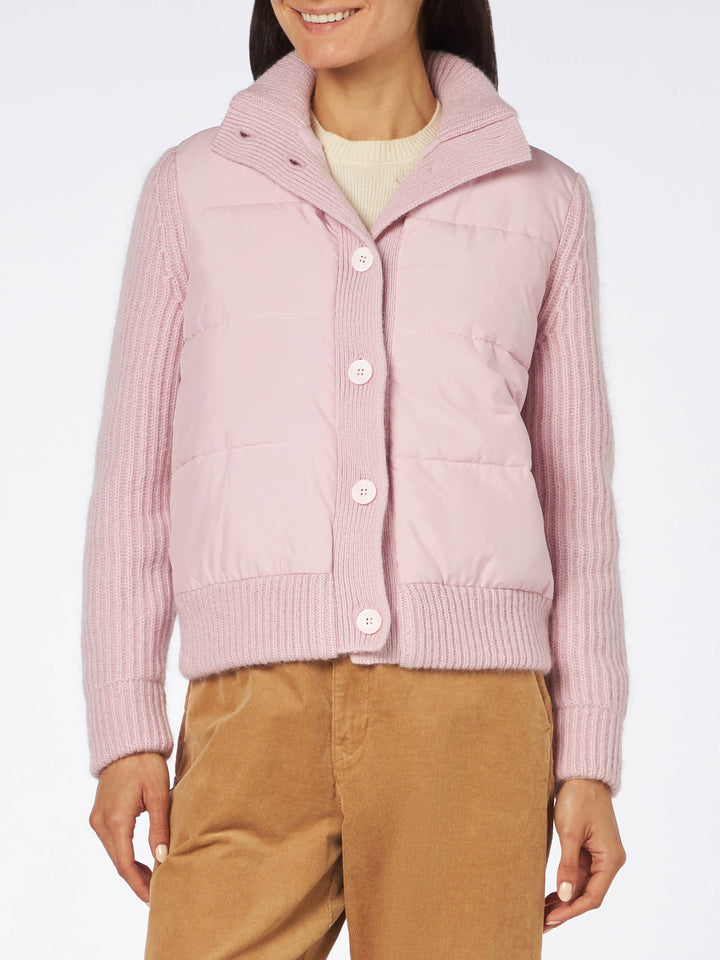 Woman padded jacket with knitted sleeves - MC2 Saint Barth