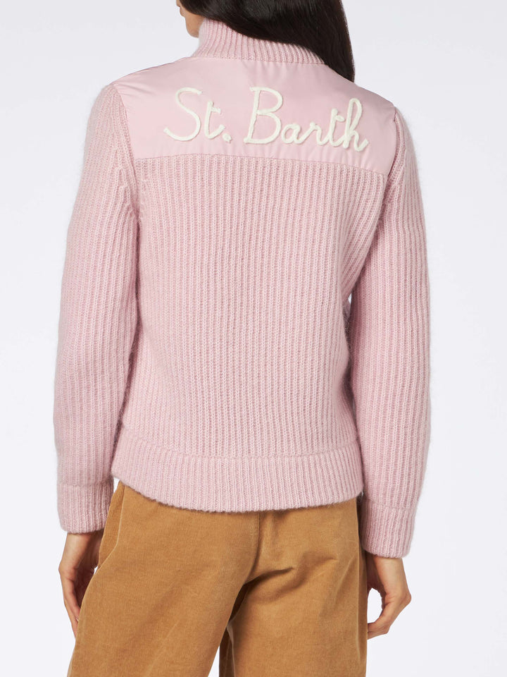 Woman padded jacket with knitted sleeves - MC2 Saint Barth