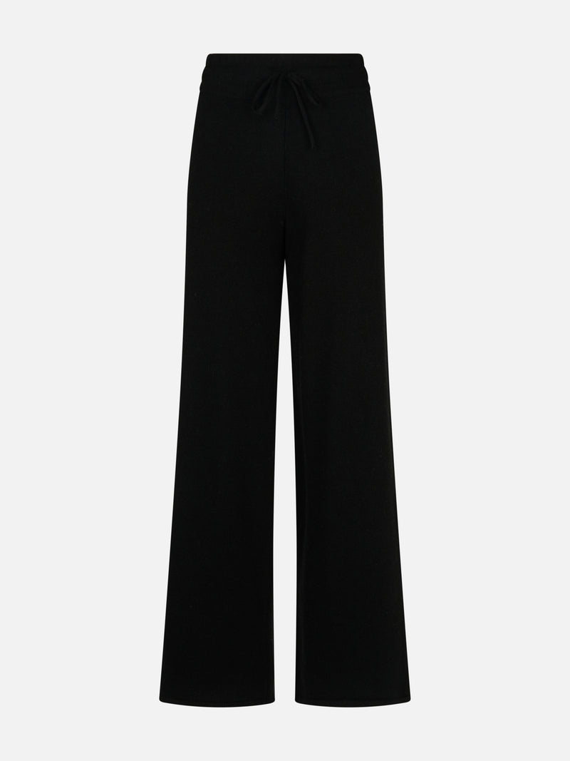 Knitted black palazzo pants