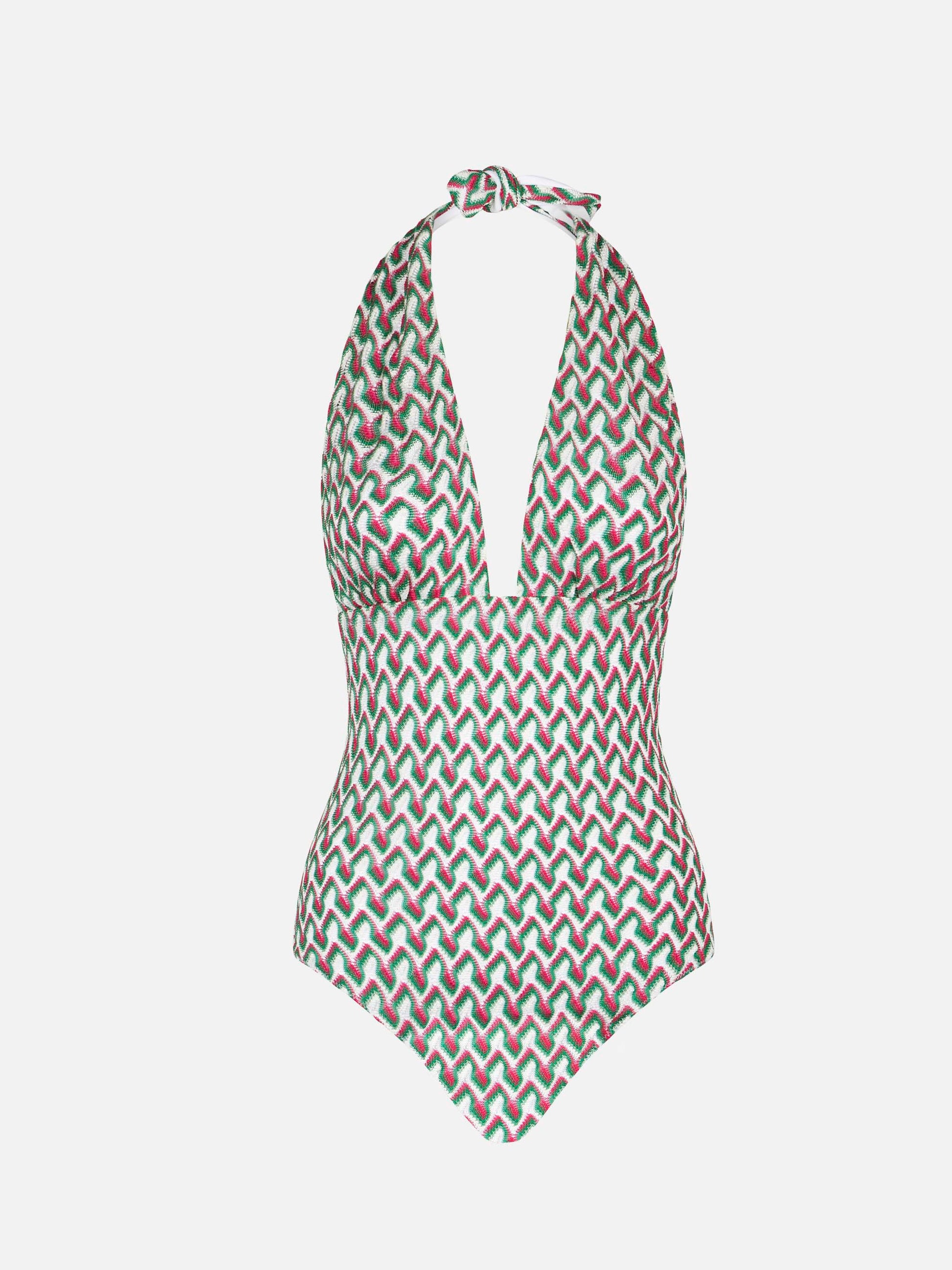 Fucsia and green knitted pattern one piece - MC2 Saint Barth