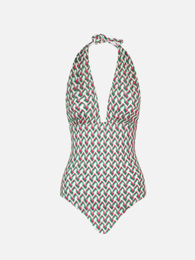 Fucsia and green knitted pattern one piece - MC2 Saint Barth
