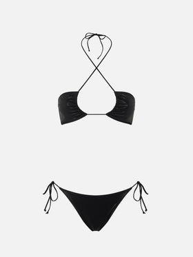 Bikini da donna a fascia lamina nero