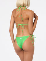 Bikini da donna a triangolo verde lamina