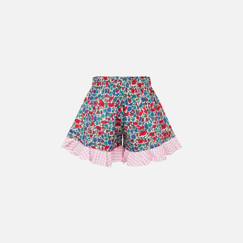 Pantaloncini da bambina in cotone con volant | Realizzato con tessuto Liberty