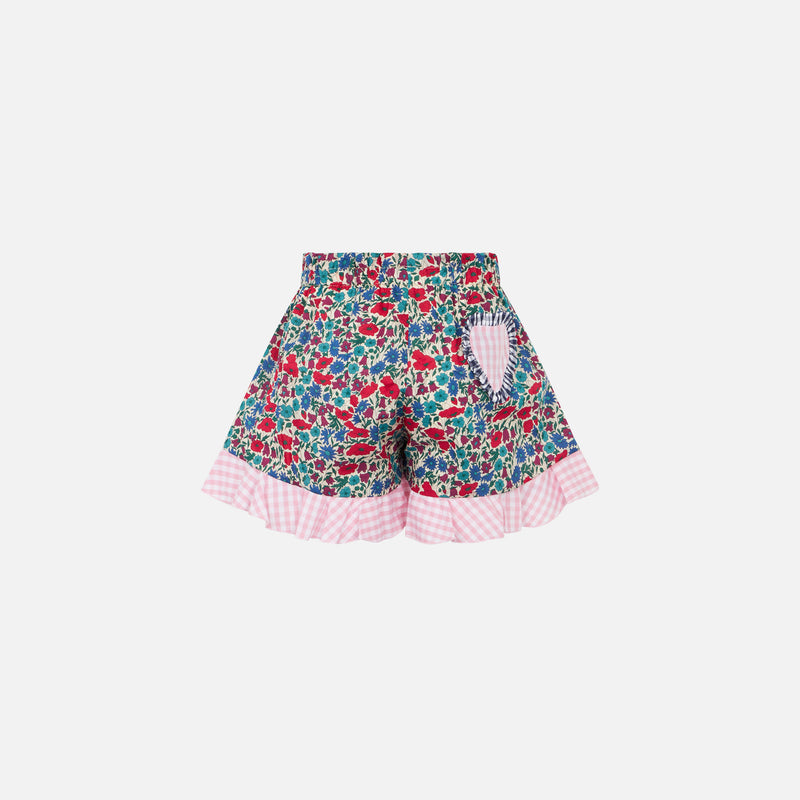 Pantaloncini da bambina in cotone con volant | Realizzato con tessuto Liberty