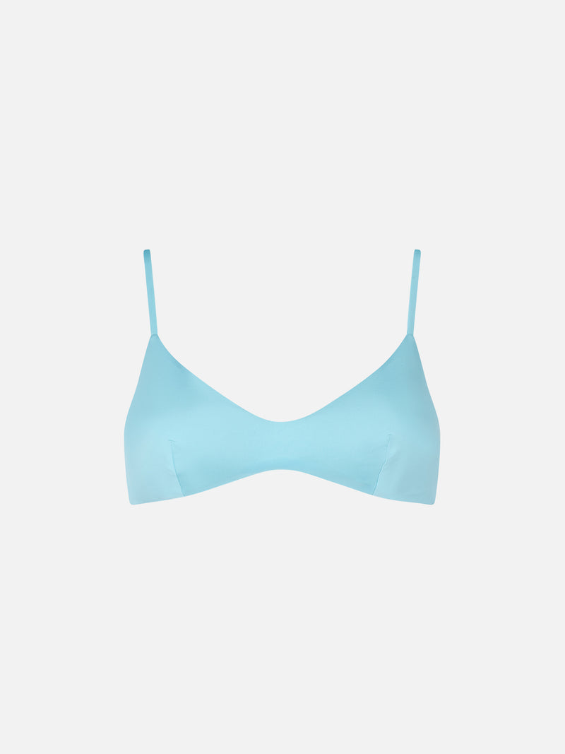 Hellblauer Damen-Badeanzug mit Bralette-Oberteil