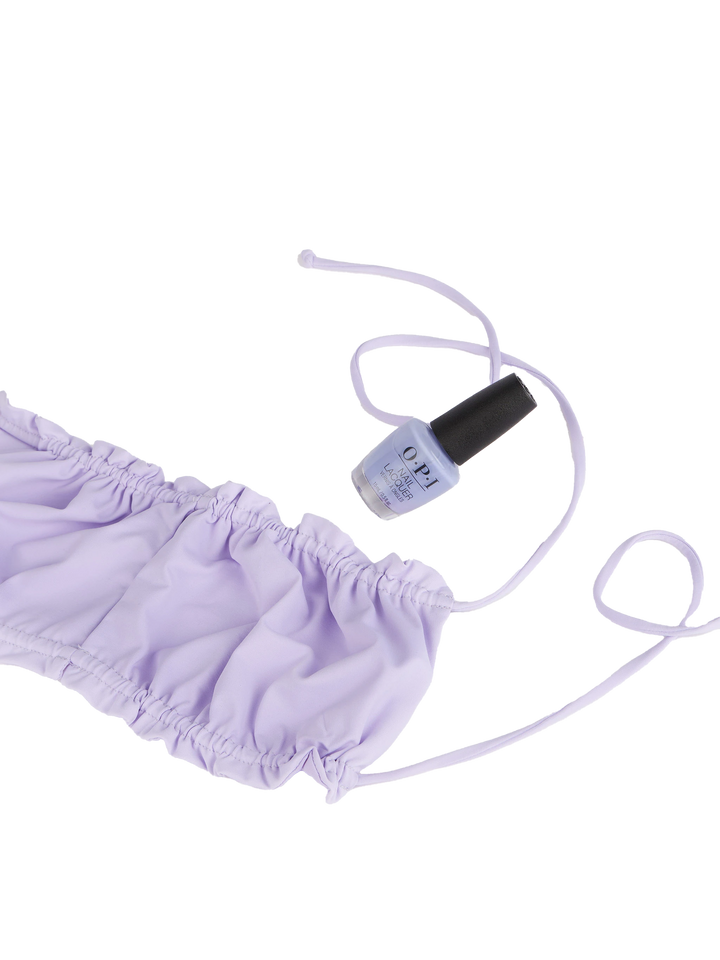 Woman lilac bandeau top swimsuit