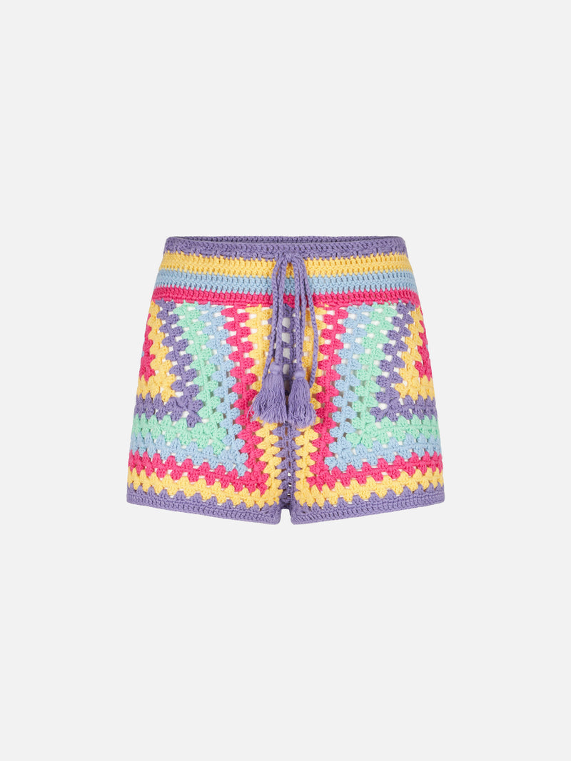 Multicolor crochet shorts