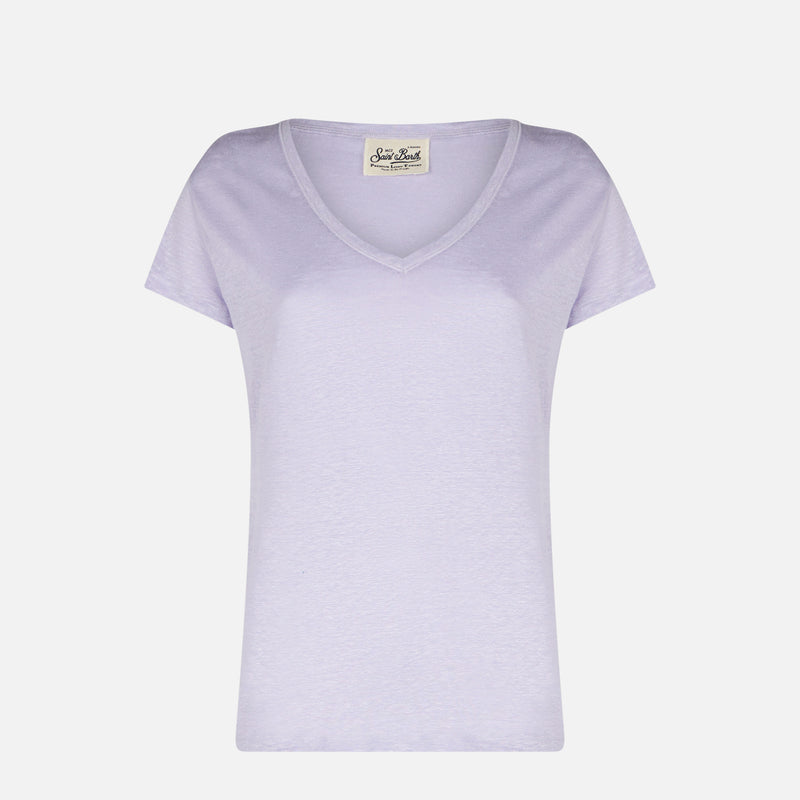 Woman lilac linen t-shirt Eloise