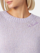 Woman lilac cashmere blend soft sweater New Queen