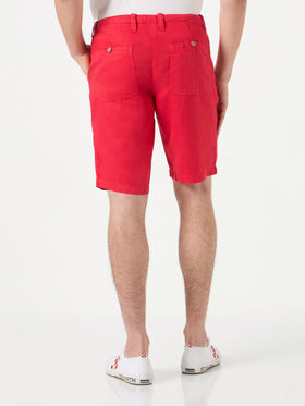 Linen Bermuda Red Shorts - MC2 Saint Barth