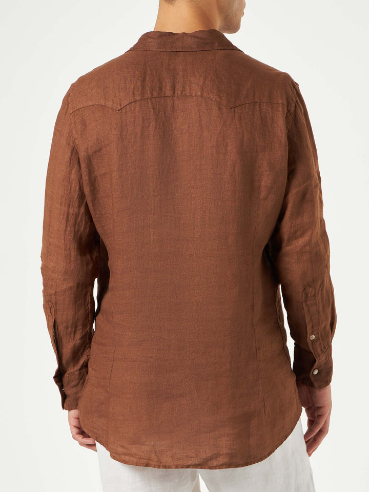Man brown linen shirt - MC2 Saint Barth