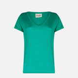 T-shirt da donna in lino verde