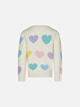 Girl sweater with hearts print and I'm in Love embroidery - MC2 Saint Barth
