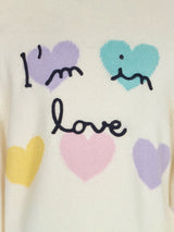 Girl sweater with hearts print and I'm in Love embroidery