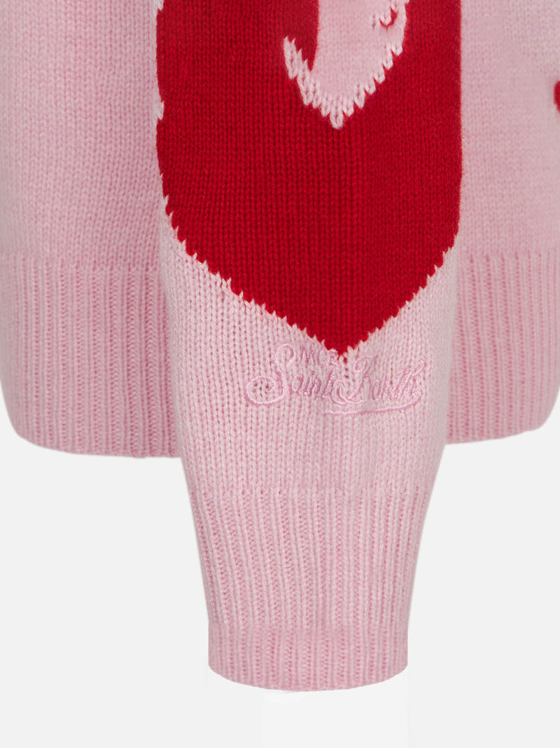 Girl sweater with heart print