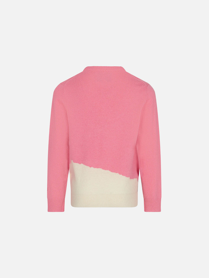 Girl crewneck sweater with love jacquard