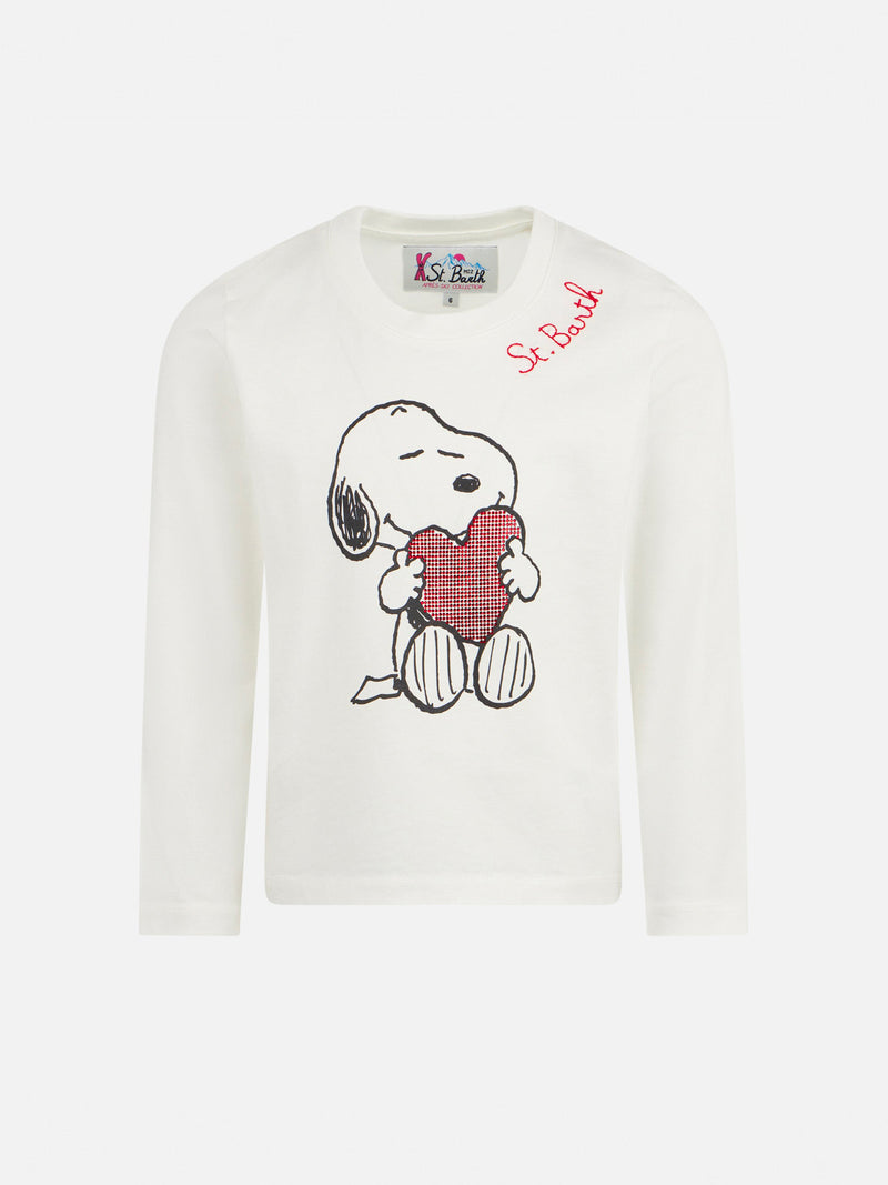 T-shirt da bambina in cotone pesante con stampa Snoopy in strass | EDIZIONE SPECIALE SNOOPY PEANUTS™