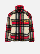 Girl sherpa jacket with tartan print