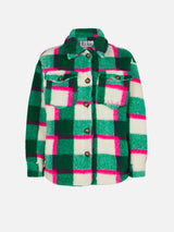 Mädchen-Sherpa-Overshirt mit Tartan-Print