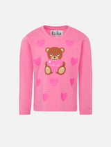 Girl heavy cotton t-shirt with teddy bear print