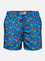 Light fabric man swim shorts cars print