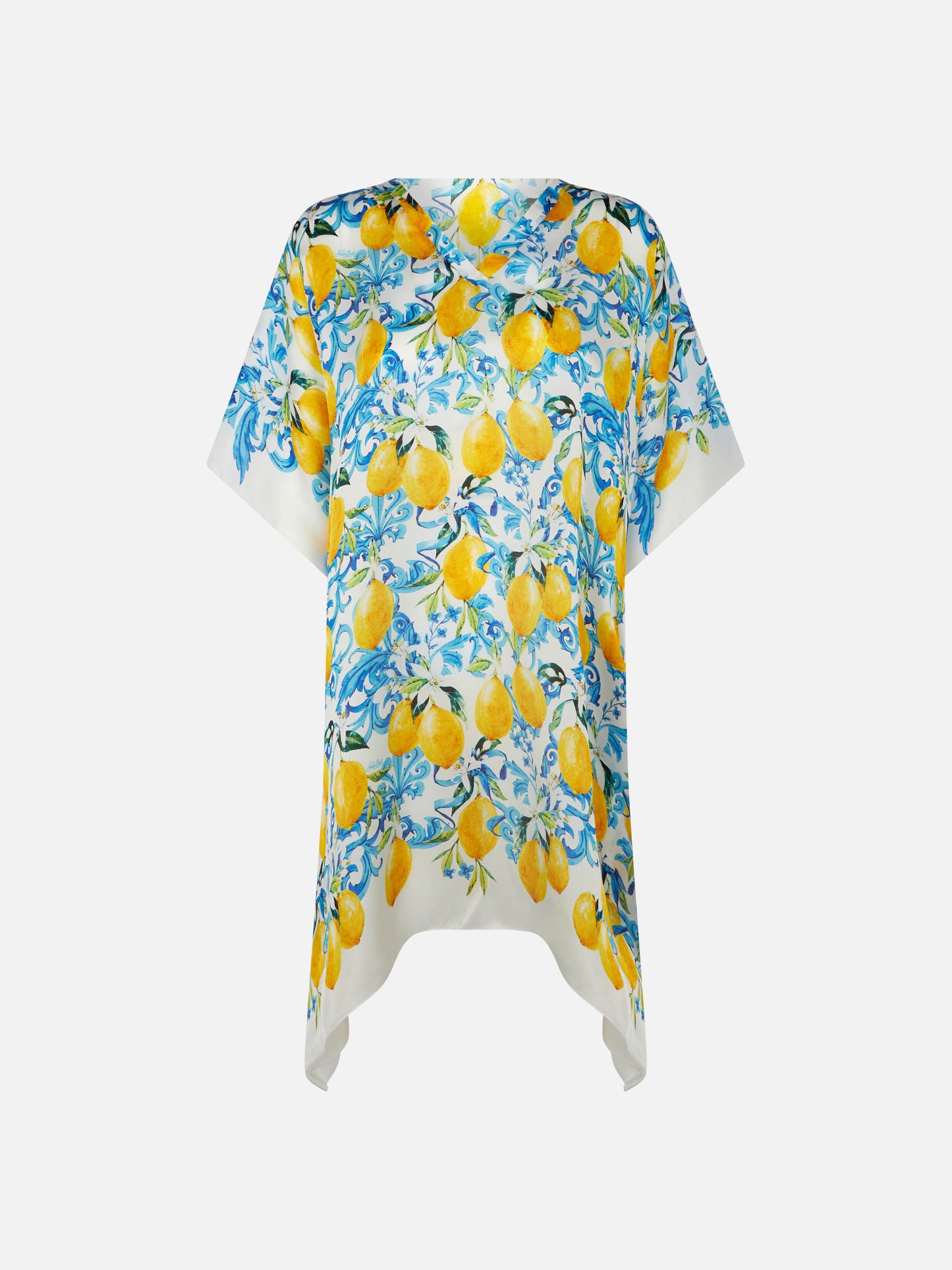 Lemons and maiolica print silk caftan - MC2 Saint Barth