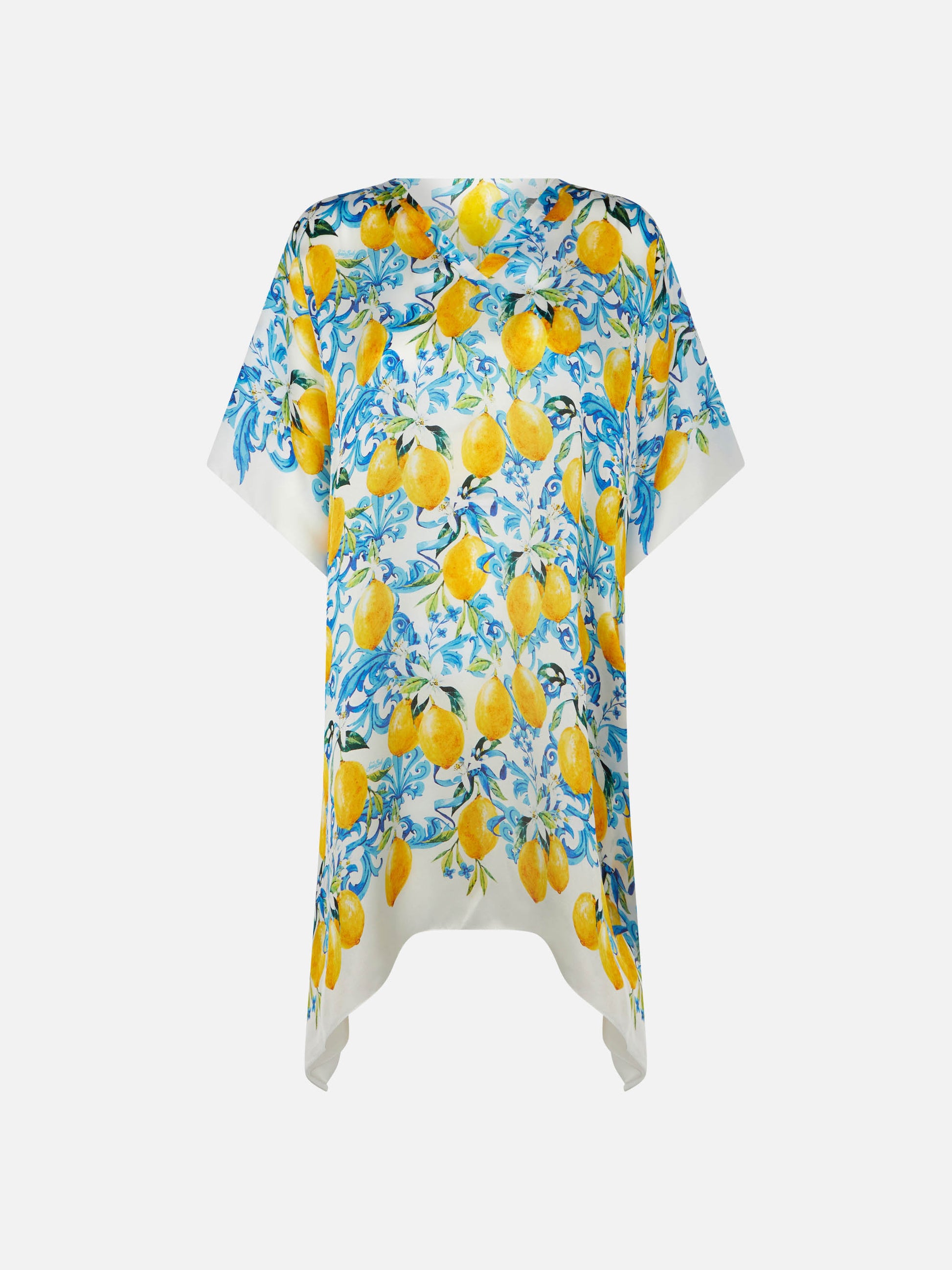 Lemons and maiolica print silk caftan - MC2 Saint Barth