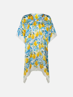 Lemons and maiolica print silk caftan - MC2 Saint Barth