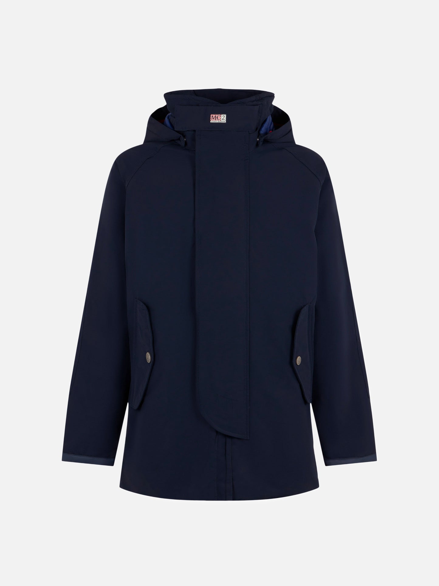Giacca a Vento con Cappuccio Blu Navy per Uomo