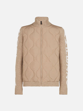 Beige wattierte Herrenjacke