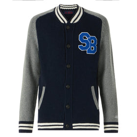 Navy blue knit bomber college style Benjamin