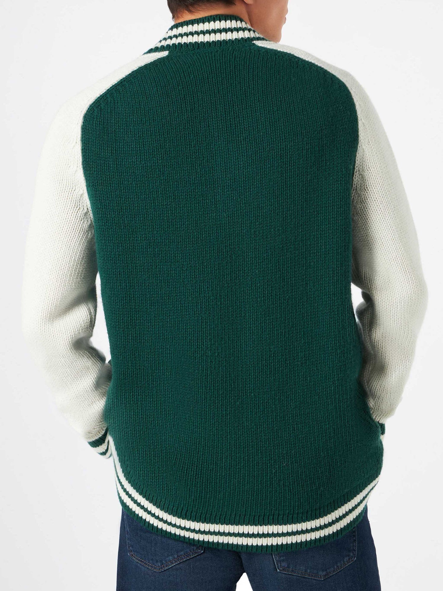 Green knit bomber college style Benjamin