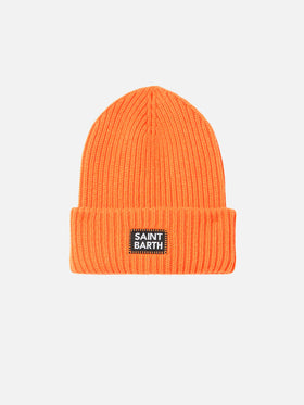 Herren-Strickmütze in Fluo-Orange