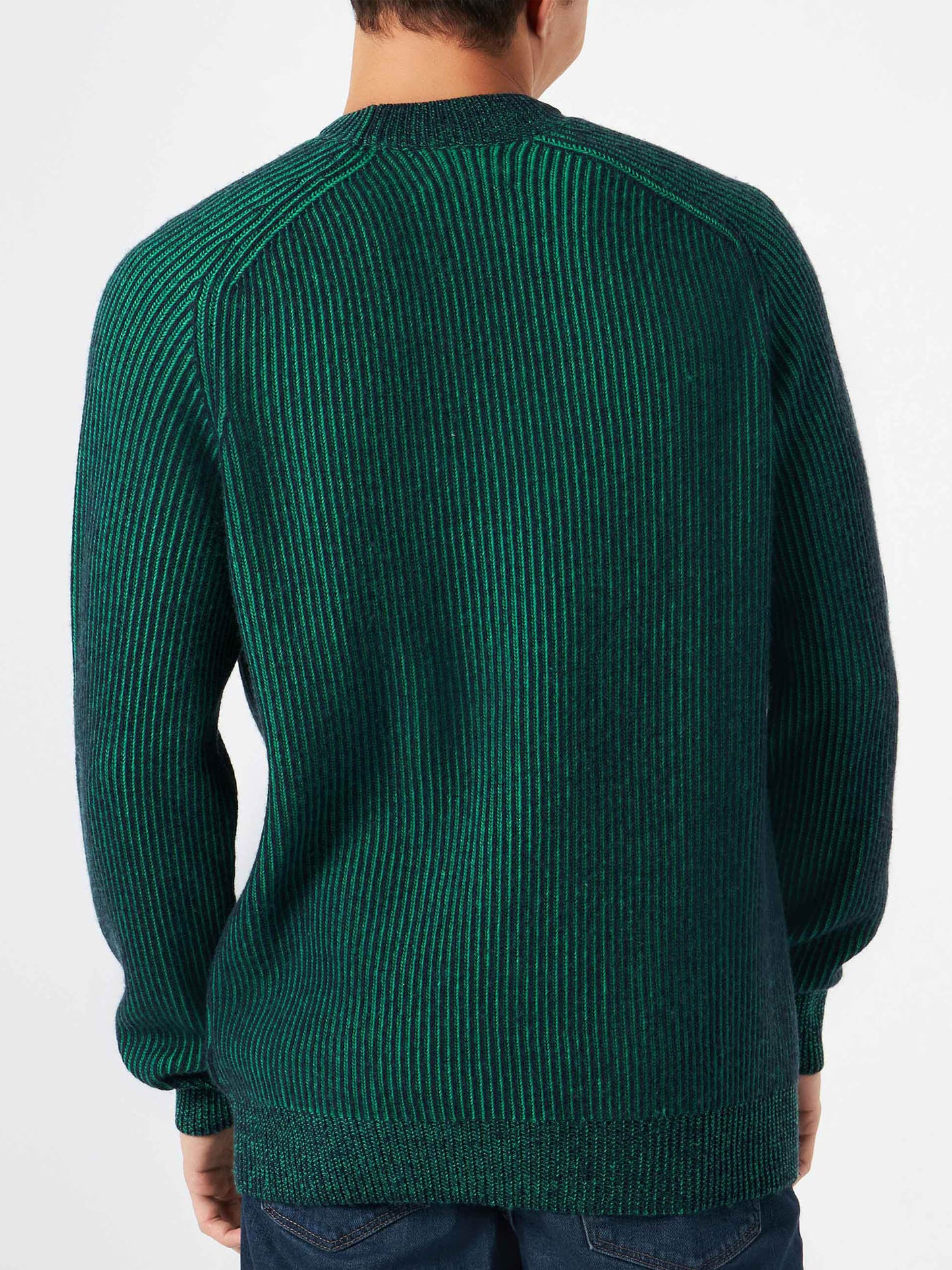 Maglione da uomo a costine mezzo collo verde