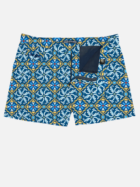 Man swim shorts with maiolica print - MC2 Saint Barth