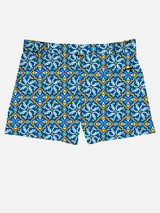 Man swim shorts with maiolica print