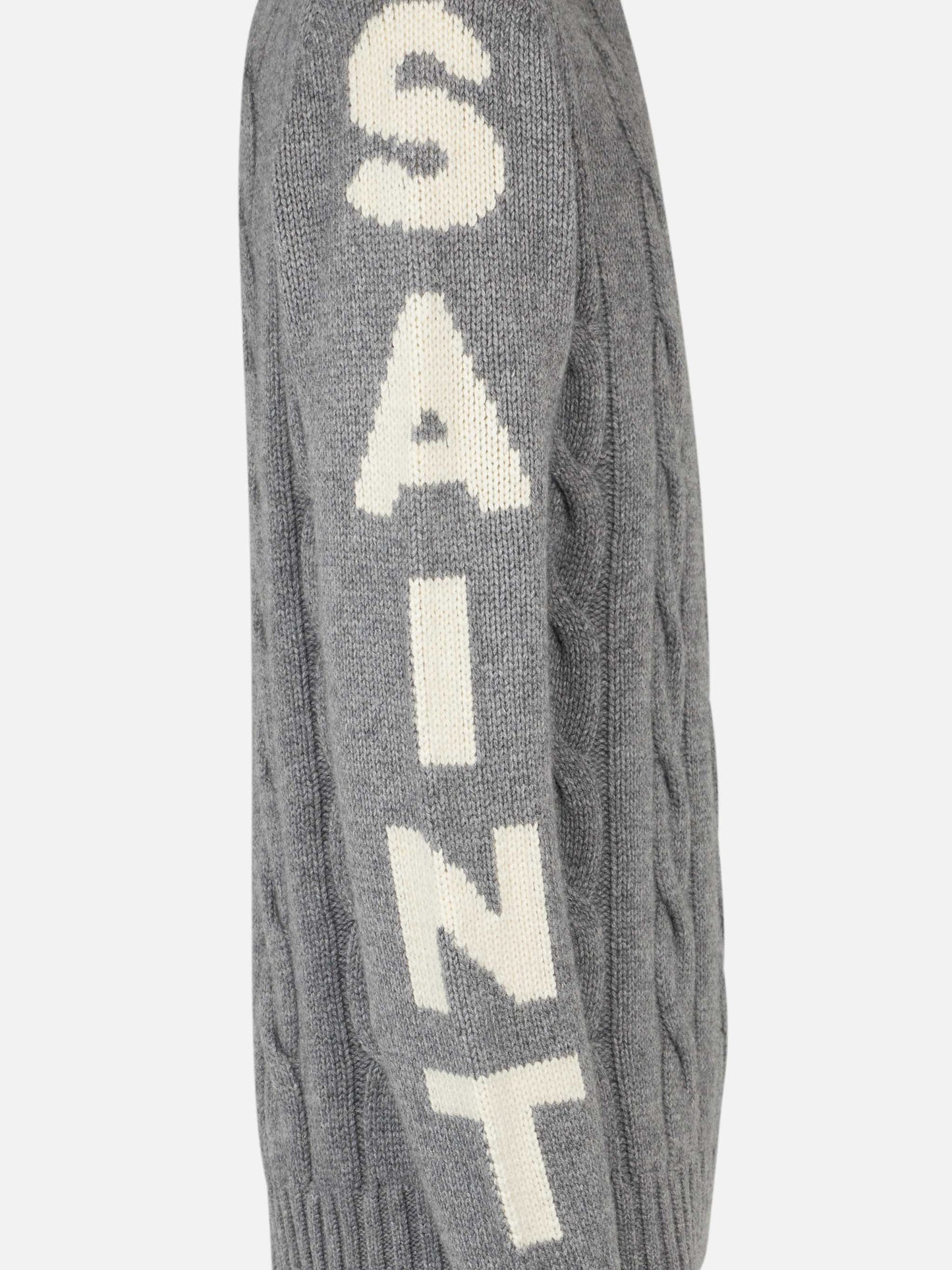 Maglione da uomo grigio intrecciato girocollo pesante