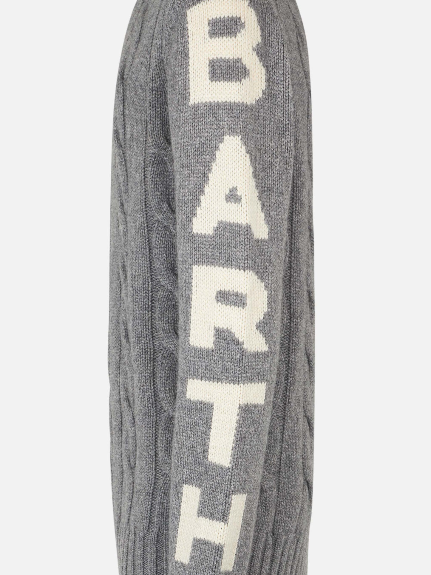 Maglione da uomo grigio intrecciato girocollo pesante