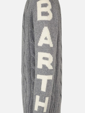 Maglione da uomo grigio intrecciato girocollo pesante