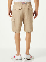 Man beige linen bermuda shorts