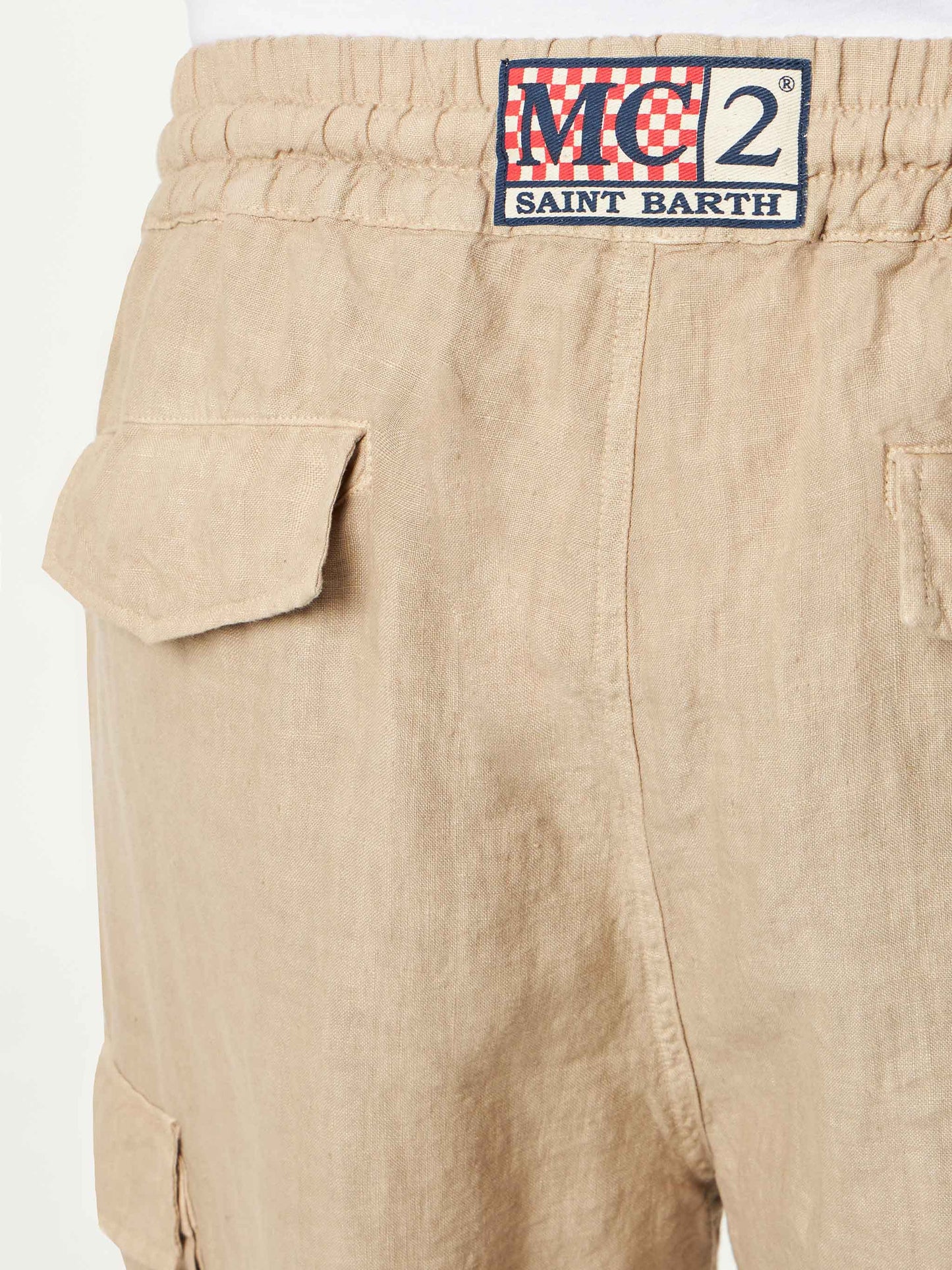 Beige Leinen-Bermudashorts für Herren
