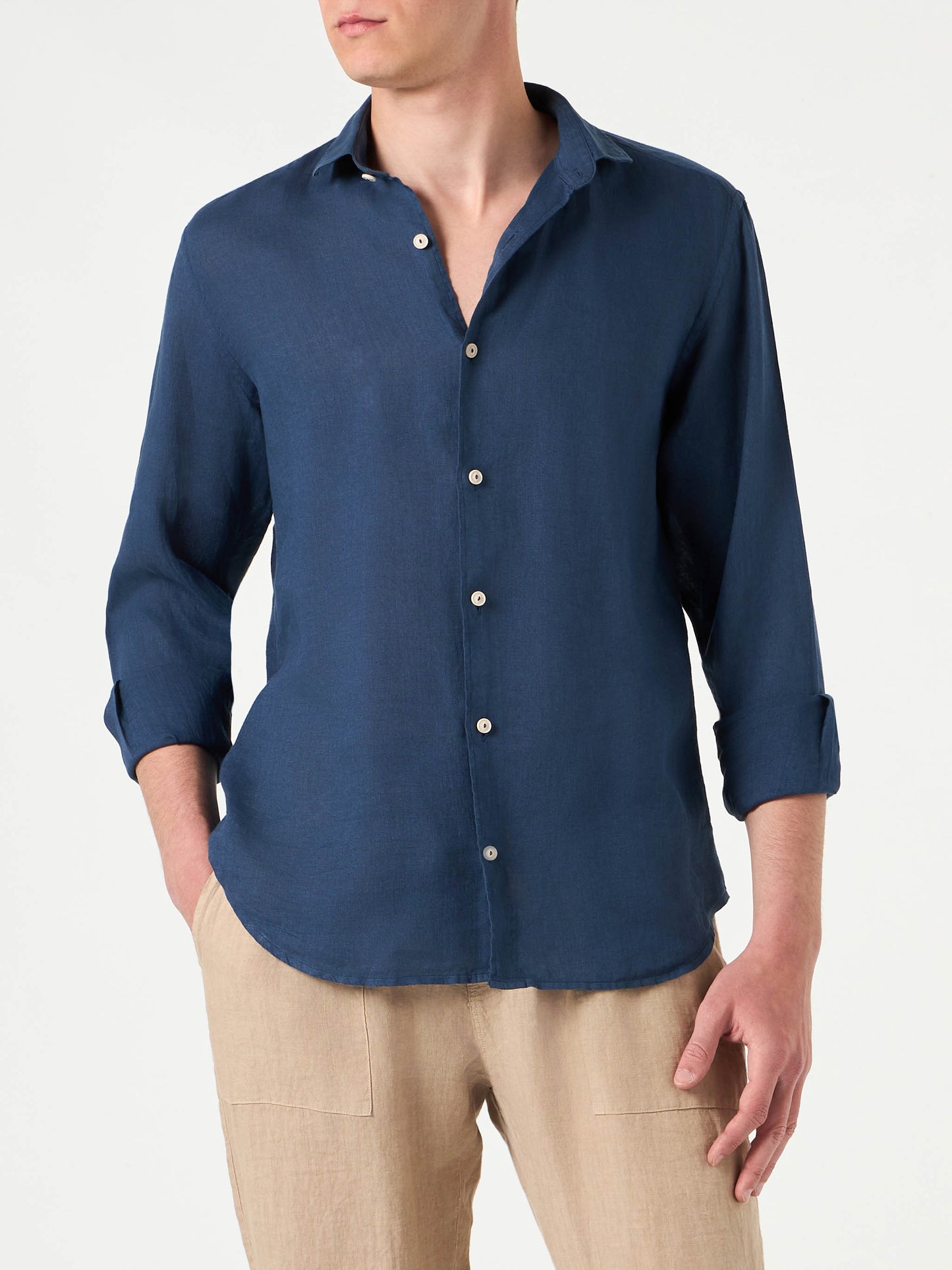 Navy blue linen shirt Pamplona
