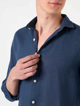 Navy blue linen shirt Pamplona