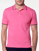 Polo piquet rosa fluo con logo St. Barth check