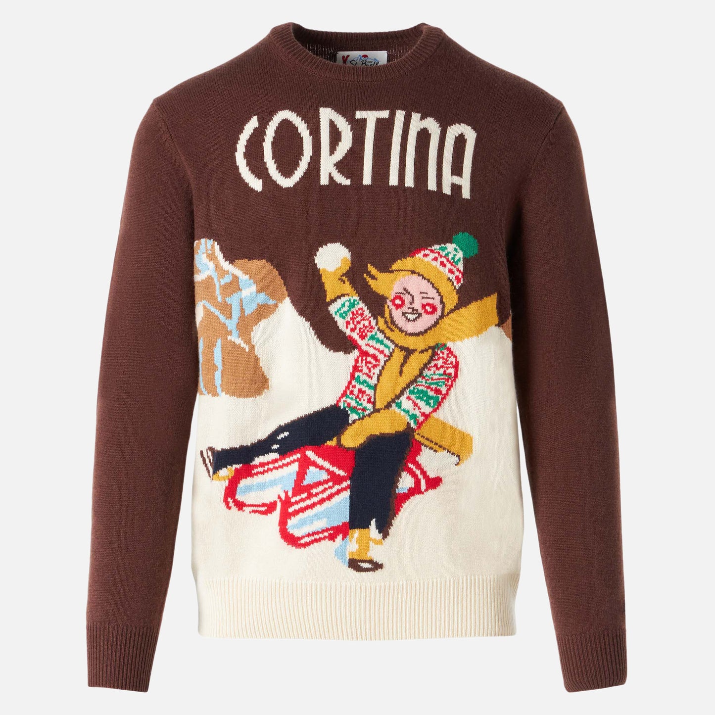 Man sweater with Cortina postcard jacquard