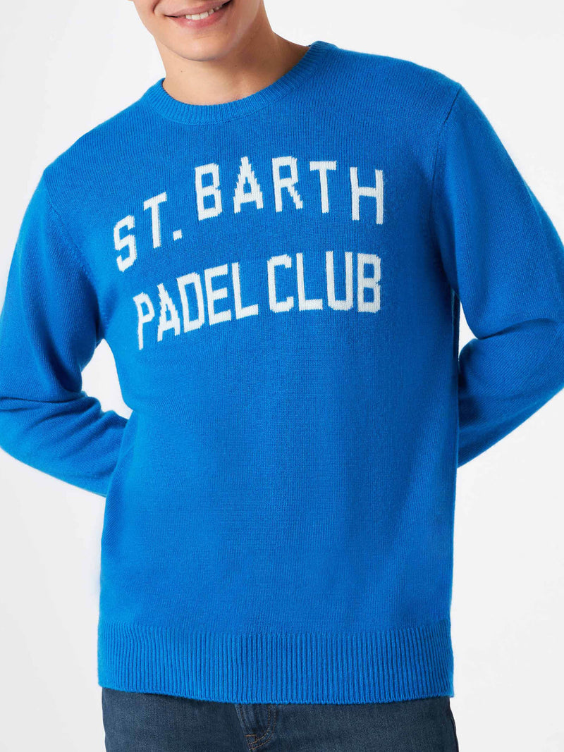 Man sweater with St. Barth Padel Club jacquard print