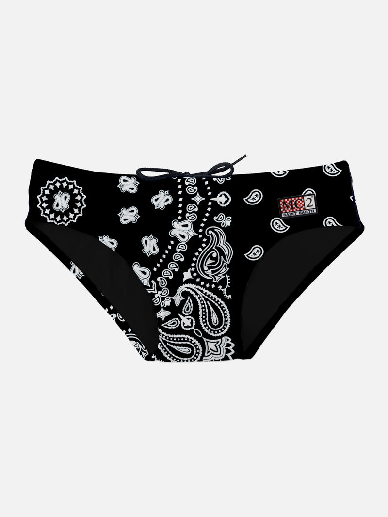 Black bandanna swim briefs